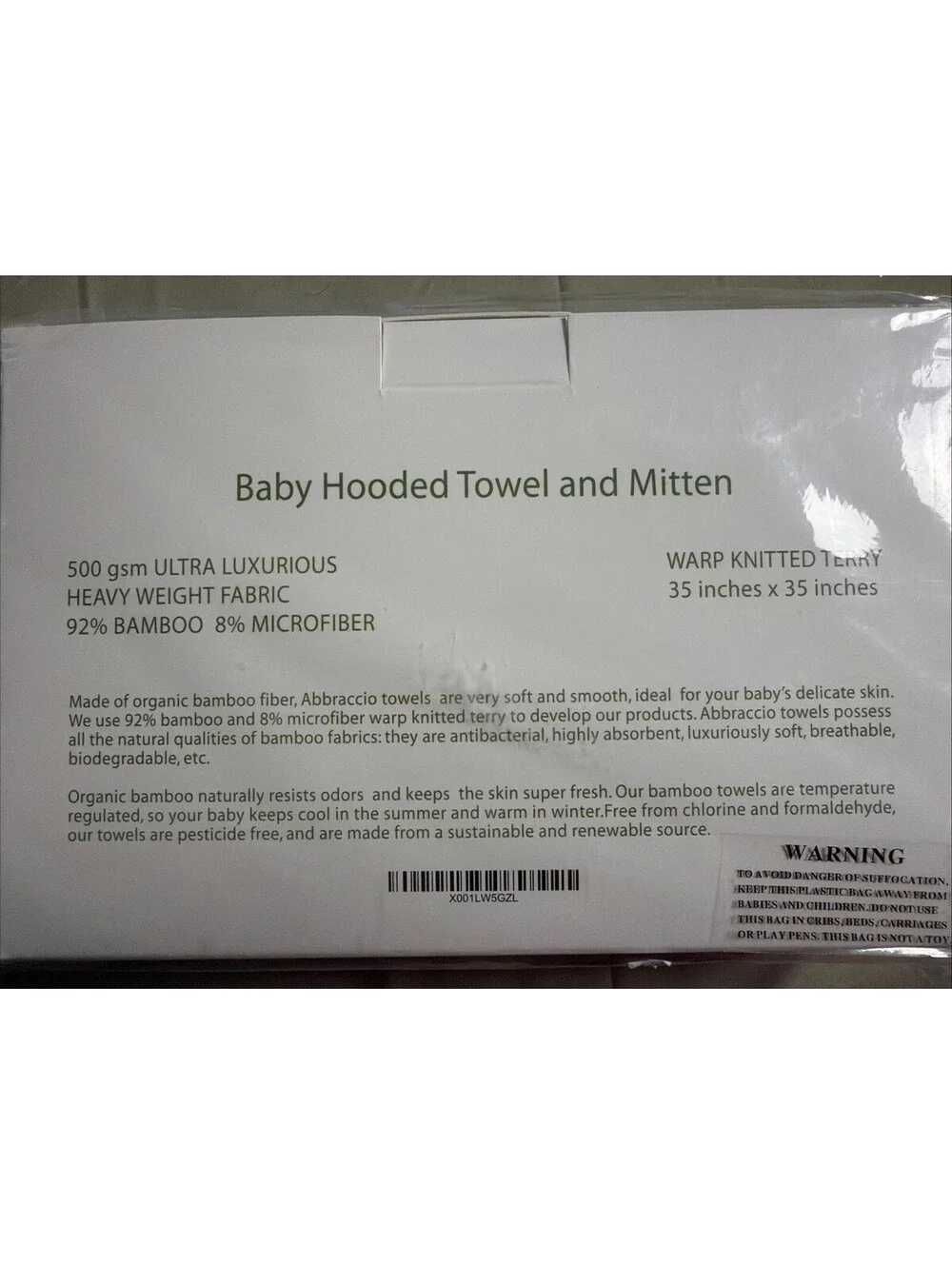 Baby Hooded Towel And Mitten Set